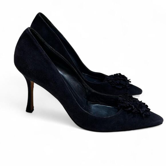 Manolo Blahnik Navy Suede pumps - Picture 4 of 5